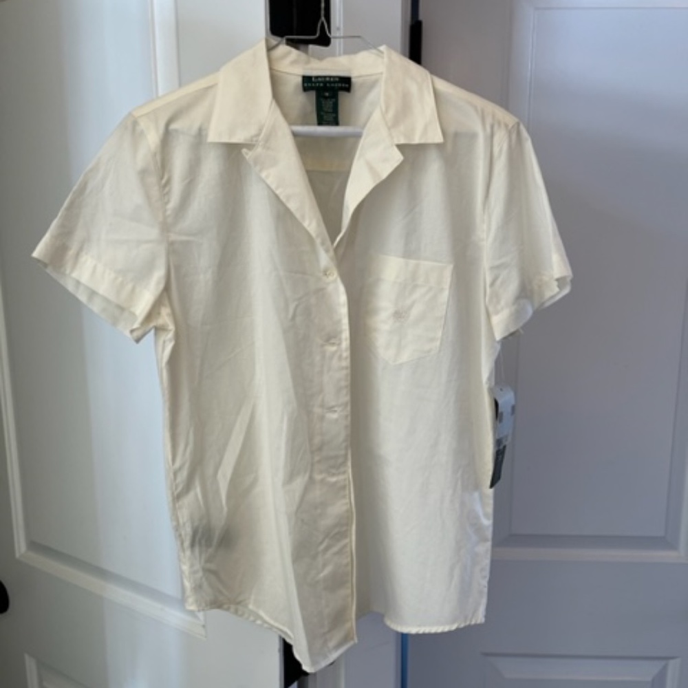 Lauren Ralph Lauren Off-White BLOUSE Size M - NWT